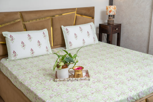 GREEN FLORAL [PARCALE BEDSHEET]